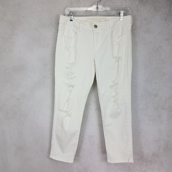 AEO American Eagle Outfitters Size 10 Jegging Crop Super Stretch White - Picture 1 of 13